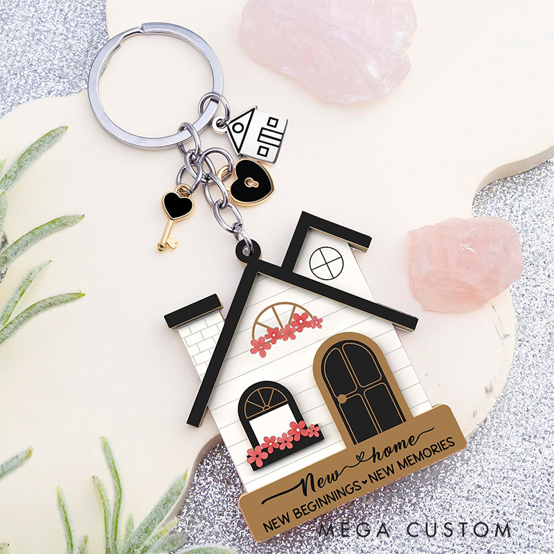 Personalized Acrylic House Keychain Gifts  for Women Couple First Homes Apartment New Home Gift Ideas for Him/Her Anniversary gift