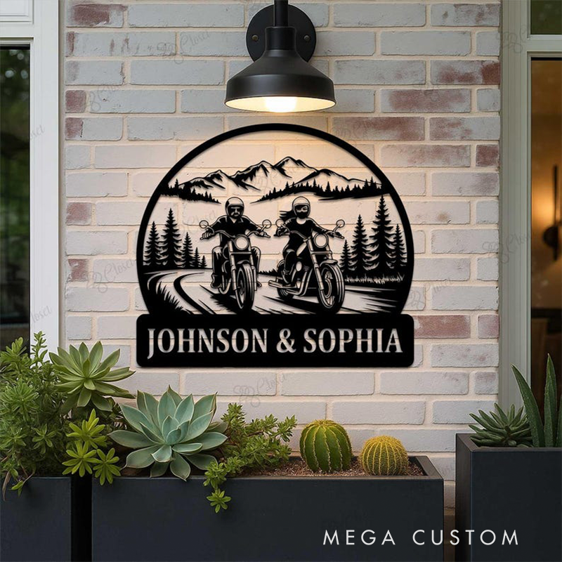  Personalized Motorcycle Couple Metal Sign Personalized Biker Wall Art Decor Gift for Biker Lovers Couples Wedding or Anniversary