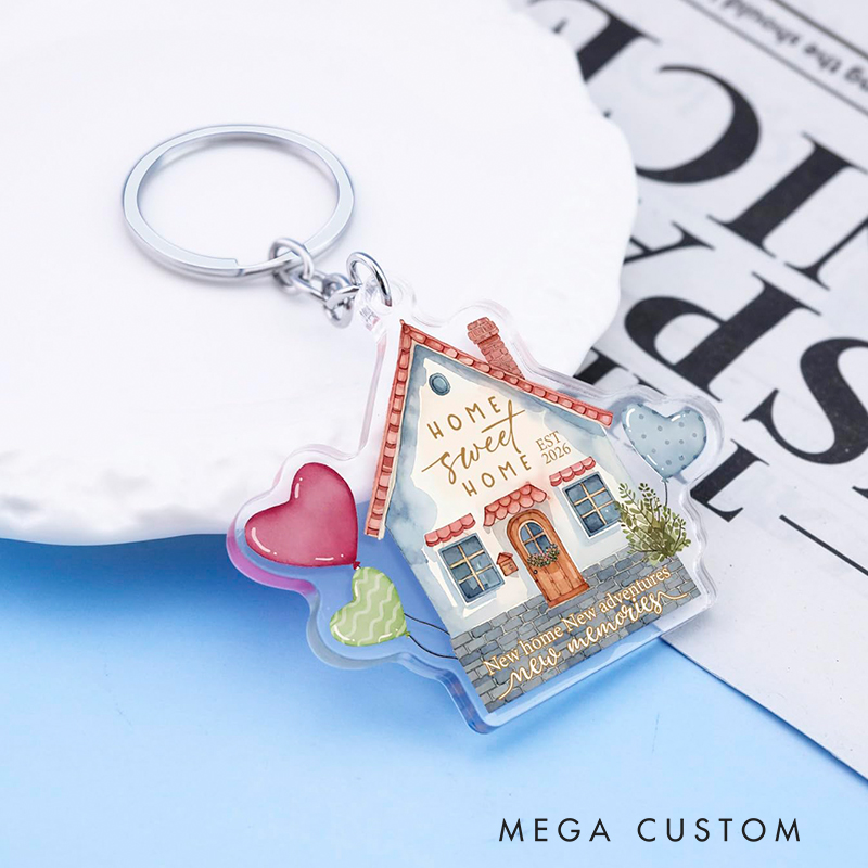 Personalized Acrylic House Keychain Gifts  for Couple First Homes Apartment New Home Gift Ideas for Him/Her Anniversary gift