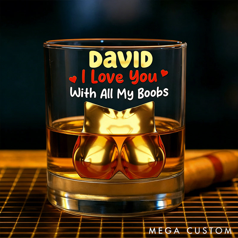 Personalized 3D-Like Naughty Couple Whiskey Glass Humor Whiskey Glass Valentine‘s Day Gift for Husband Boyfriend Romantics Gift for Him