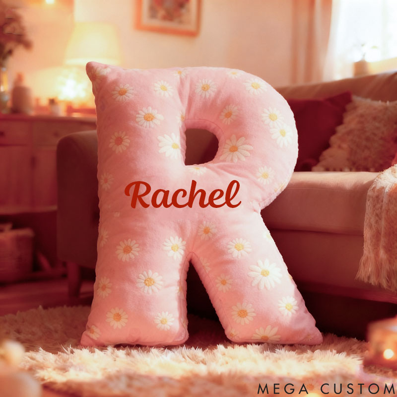 Personalized Flower Girl Daisy Flower Letter Pillow Custom Girl Name Cushion Wedding Gift for Flower Girl Christmas Gift for Girlfriend Wife