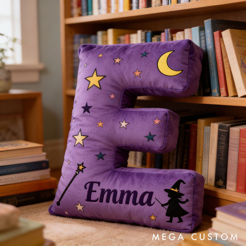 Personalized Little Magician Letter Pillow with Name Soft Stuffed Toy for Kids Unique Decorative Cushion for Girls' Room
