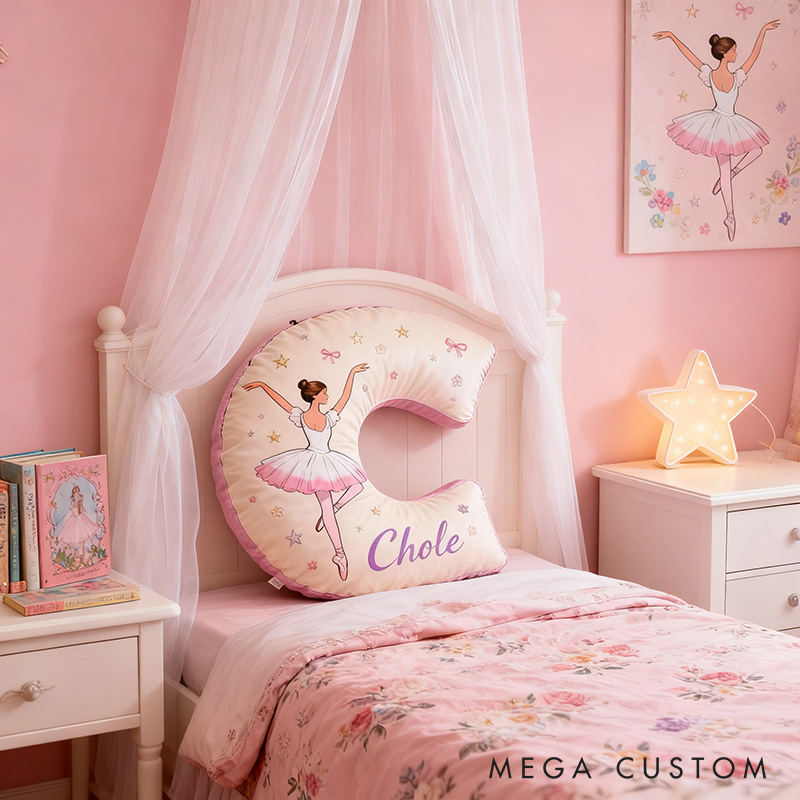 Personalized Ballet Dancers Cartoon Letter Pillow with Name Soft Stuffed Toy for Kids and Ballet Dancer Unique Decorative Cushion for Girls' Room