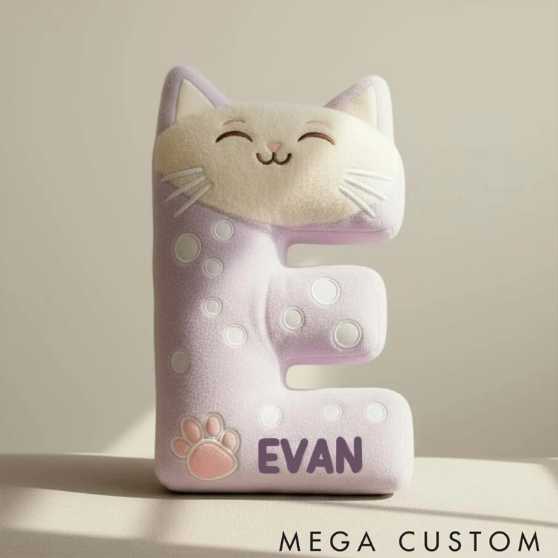 Personalized Cat Lover Funny Cat Letter Pillow Graphic 3D Print Pillow