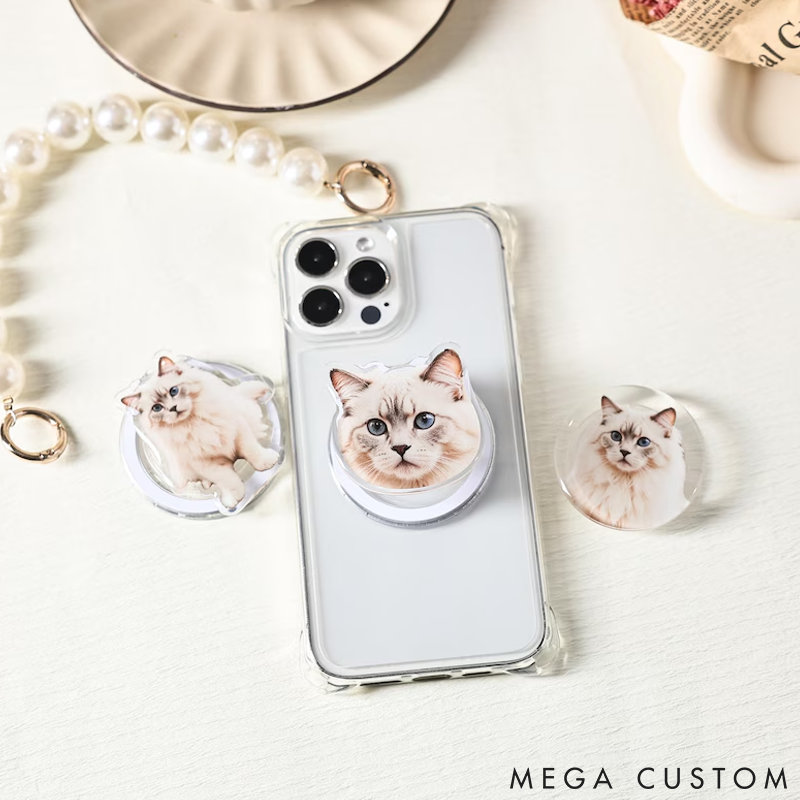 Personalized Pet Lover Custom Pet Face Phone Grip with Big Face Phone Grip