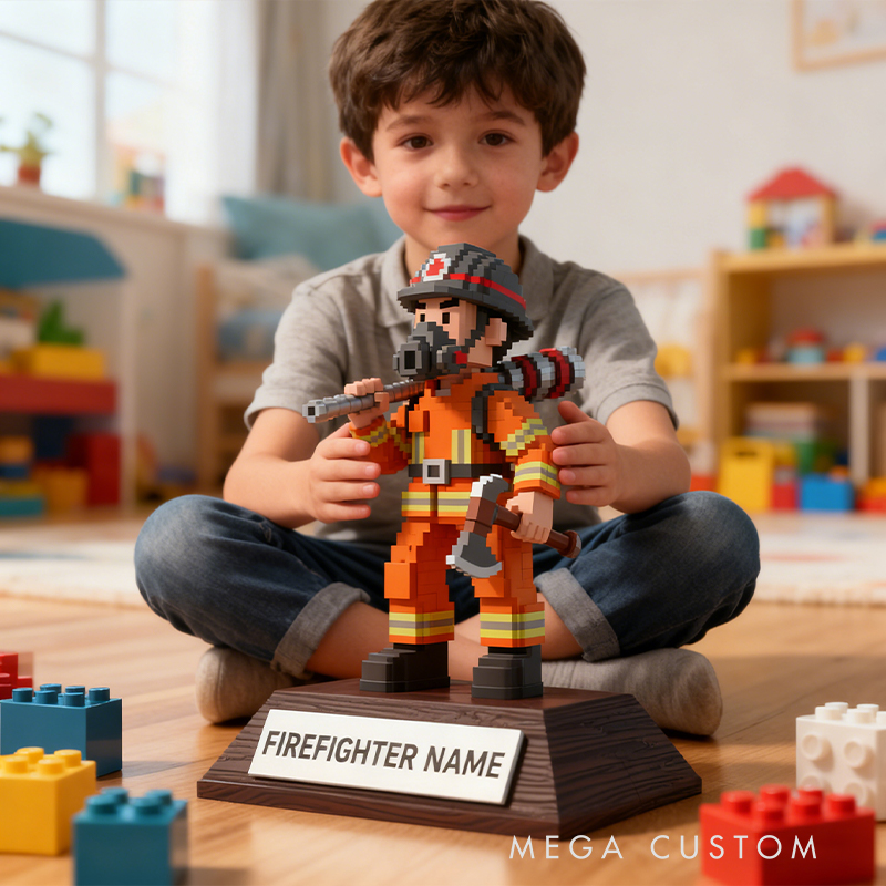 Personalized Firefighter Pixel Figurine a Unique Custom Gift for Firefighter Enthusiasts and Collectors