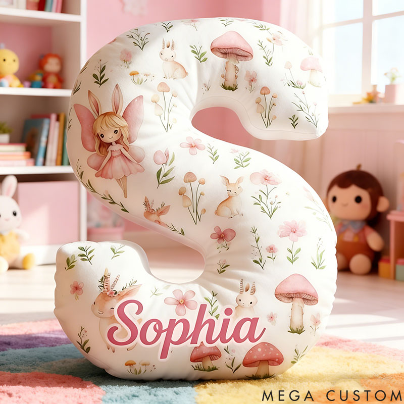 Personalized Flower Girl Floral Mushrooms Fairy Graphic 3D Printed Pillow Custom Girl friend Name Cushion Valentine's Day Gift Christmas Gift for Her