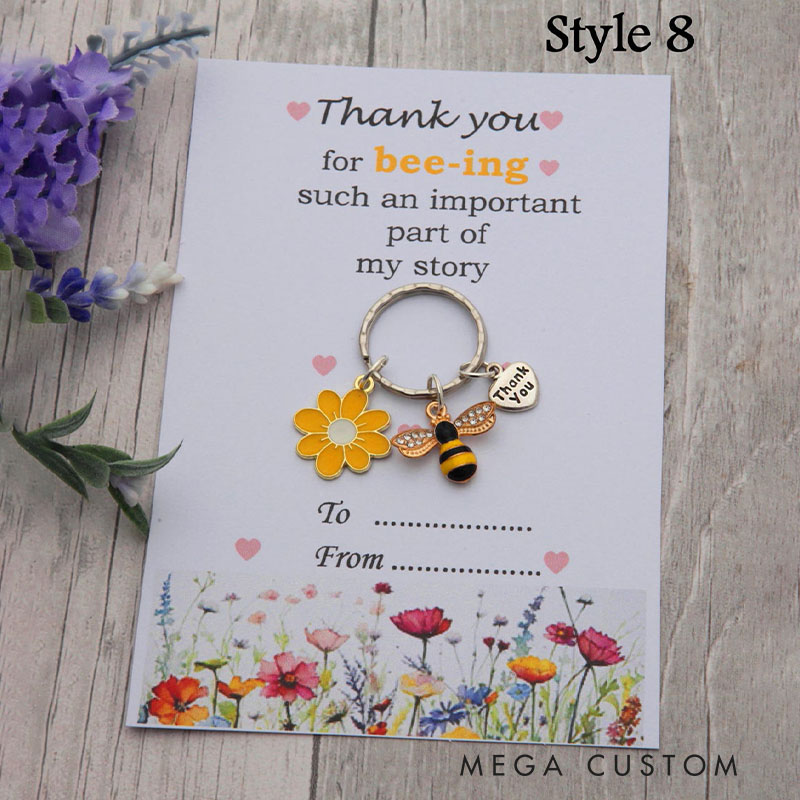 Personalized Rainbow and Bee Keychain Teacher's Day Gift for Teachers