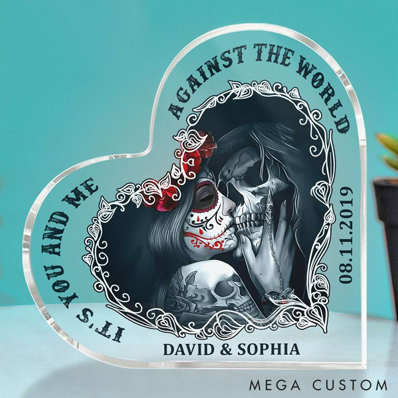 Personalized Ghost Couple Its You AND Me Heart Shaped Acrylic Plaque with Name Anniversary Gift Valentines Day Gift for Girlfriend Boyfriend