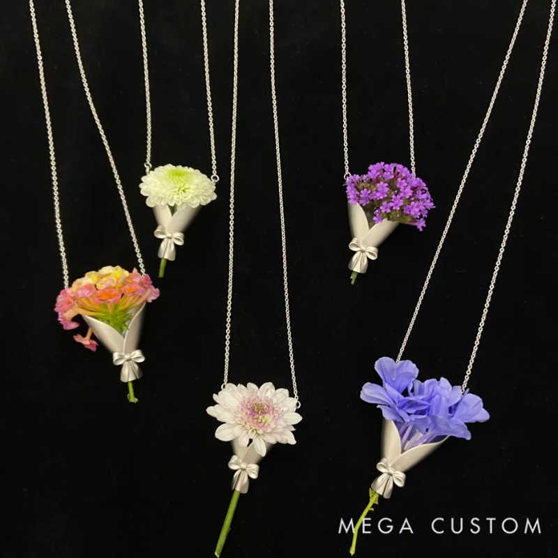 Personalized Customizable Floral Necklace Refreshing Vibe Unique Gift Choice DIY Flower Bouquet Pendant for Her
