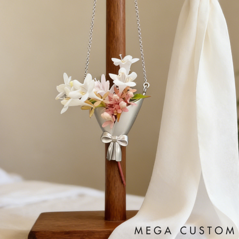 Personalized Customizable Floral Necklace Refreshing Vibe Unique Gift Choice DIY Flower Bouquet Pendant for Her