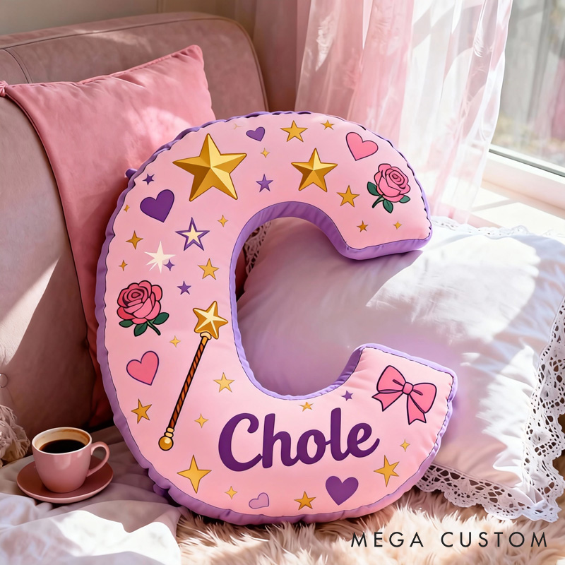 Personalized Love Cartoon Magic Letter Pillow with Name Soft Stuffed Toy for Kids and Lover Unique Decorative Cushion for Room for Valentine's Day Anniversary