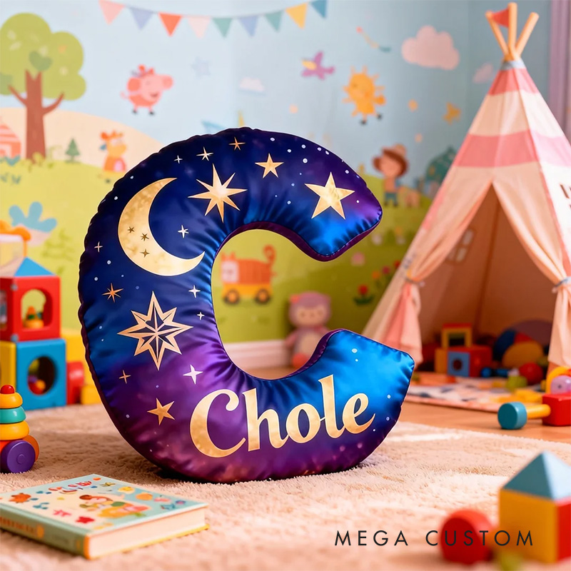 Personalized Cartoon Magic Letter Pillow with Name Soft Stuffed Toy for Kids Unique Decorative Cushion for Room