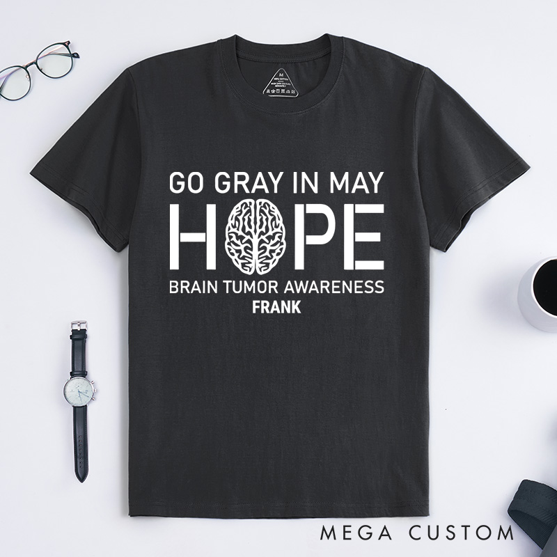 Personalized Go Gray in May T-Shirt Brain Tumor Awareness Month Gift