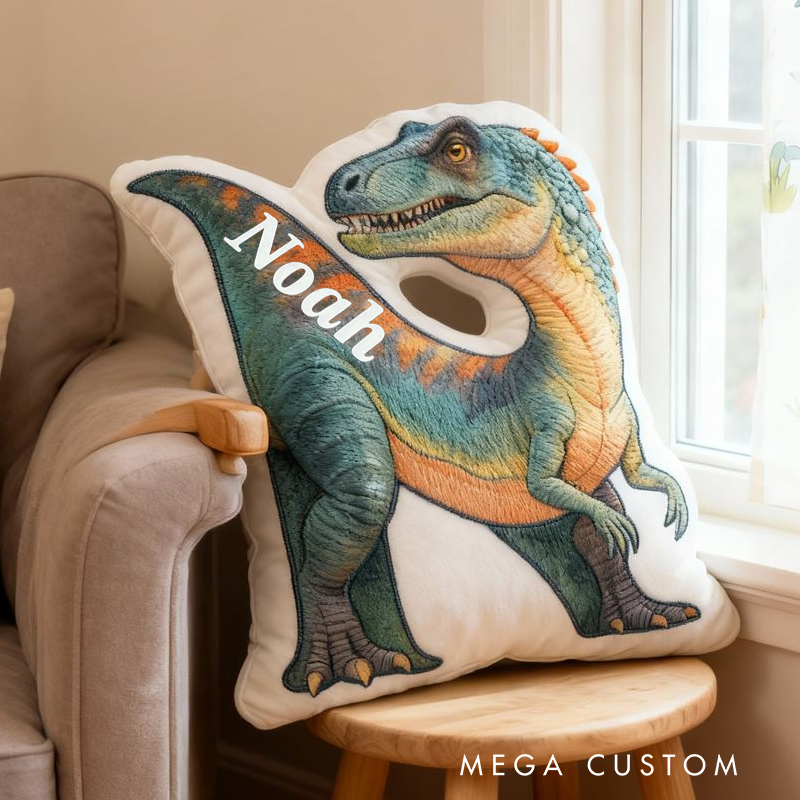 Personalized Dinosaur Letter Series Pillow Fun Cartoon Pillow Birthday Gift for Kids