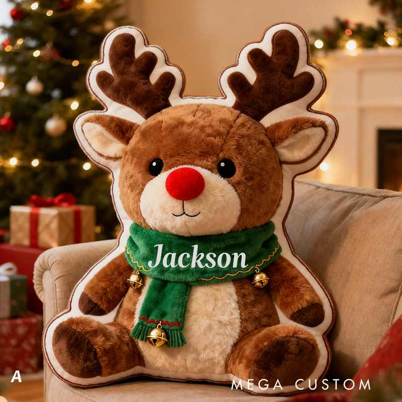 Personalized Reindeer Name Custom Soft Decorative Gift Christmas Holiday Style Cozy Festive Warm Cute Winter Home Decor Santa Magic Joyful Spirit Graphic 3D Print Pillow