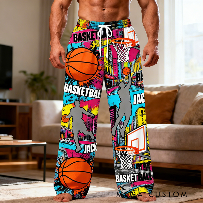 Personalized Basketball Themed Design Lounge Pants with Custom Name for Players and Enthusiasts
