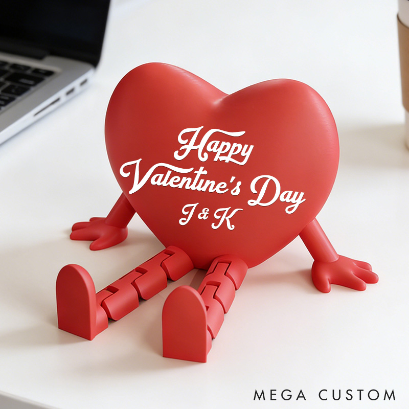 Personalized Valentine's Day Heart Decor with Dangling Legs Custom Couple 3D Printed Red Heart Table Sign with Text Anniversary Valentine's Day Gift