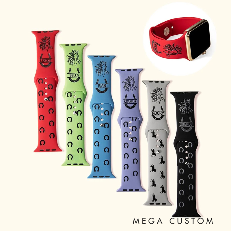Customized Horse Horseshoe Silicone Watch Band for Equestrian Riding Lovers