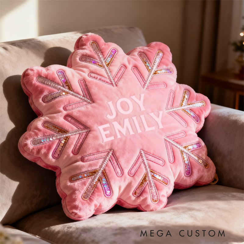 Personalized Christmas Snowflakes with Name Graphic 3D Print Pillow Christmas Gift for Family