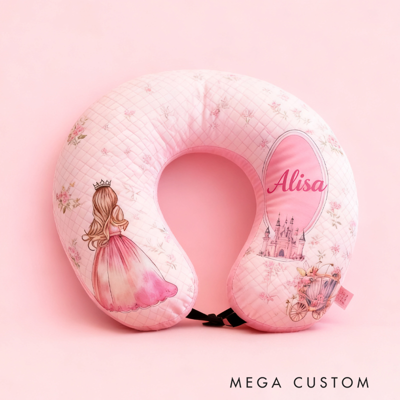 Personalized Pink U-Shaped Pillow with Custom Name for Kids Birthday Gift for Kids