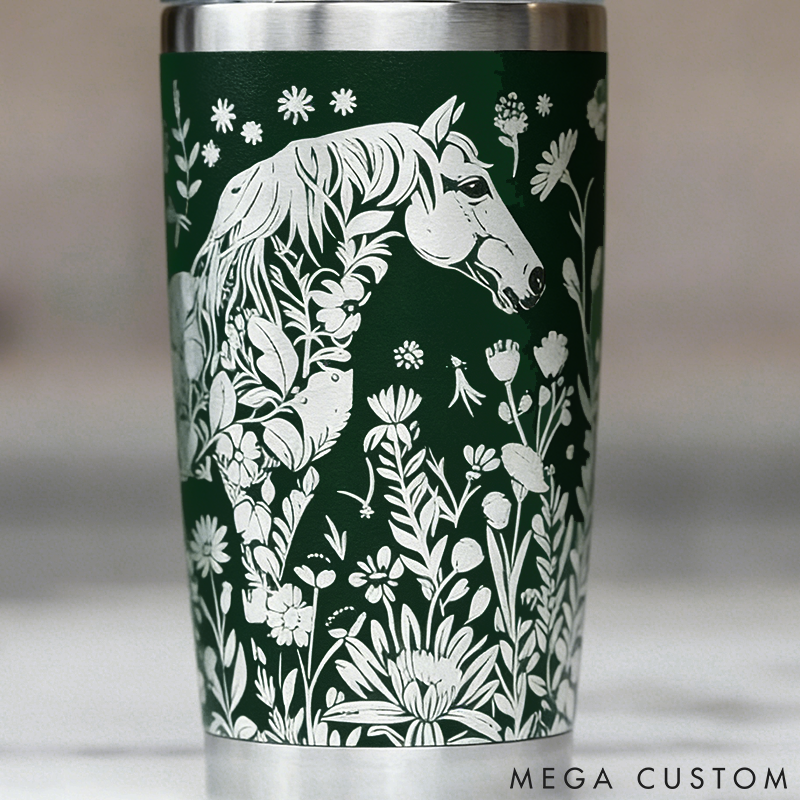Personalized Pet Lover Floral Horse 20oz Tumbler