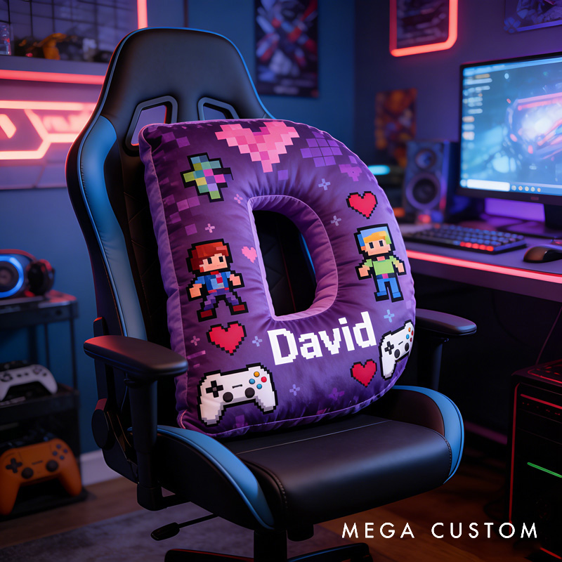 Personalized Game Controller Pixels Letter Pillow with Your Name Perfect Gift for Gamers and Kids for Valentine's Day Anniversary Confession birthday