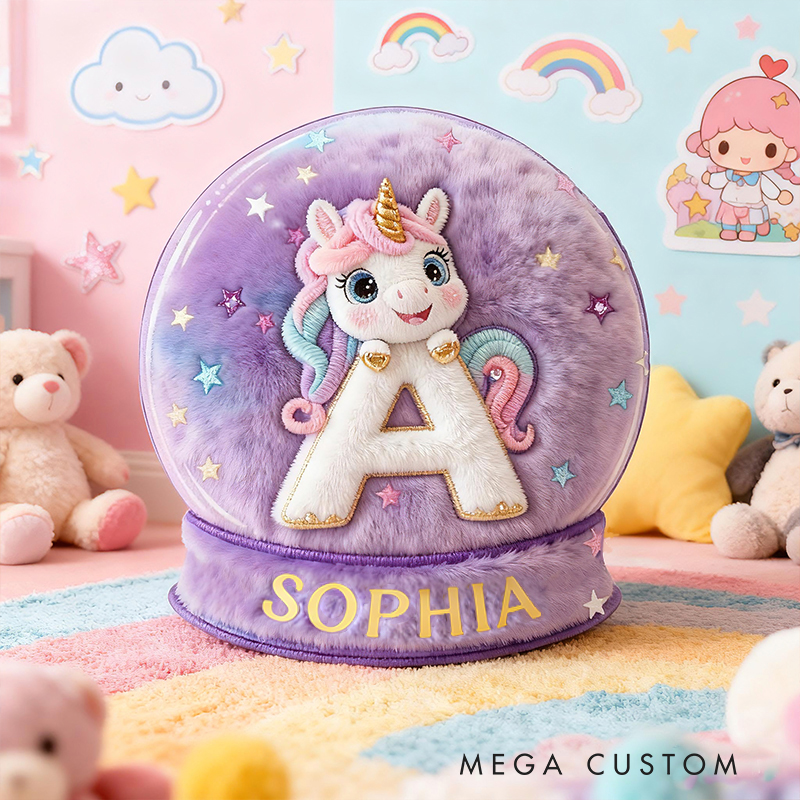 Personalized Initial Letter Shape Custom Name Soft Decorative Gift Magical Princess Style Cozy Girls Room Dream Purple Graphic 3D Print Pillow