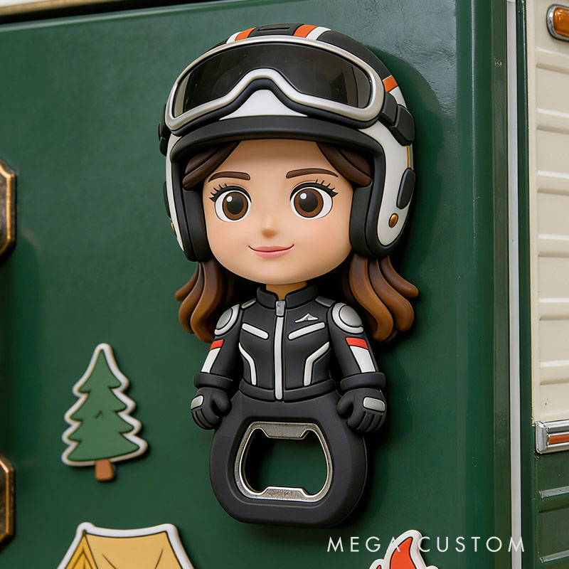 Personalized Motorcycle Rider 3D Face Bottle Opener Bachelorette Parties & Bar Decor