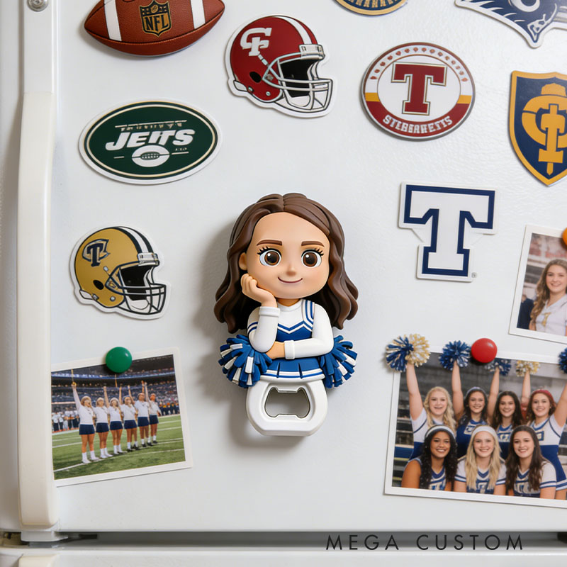 Personalized Cheerleader 3D Face Bottle Opener Bachelorette Parties & Bar Decor