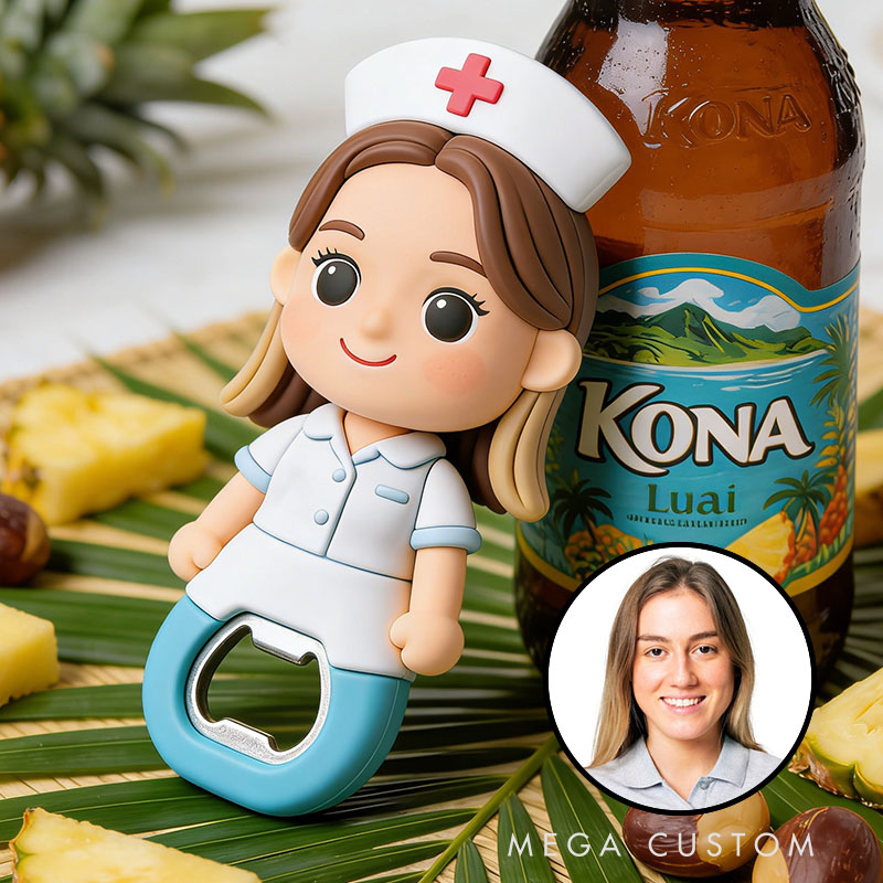 Personalized Nurse 3D Face Bottle Opener Bachelorette Parties & Bar Decor