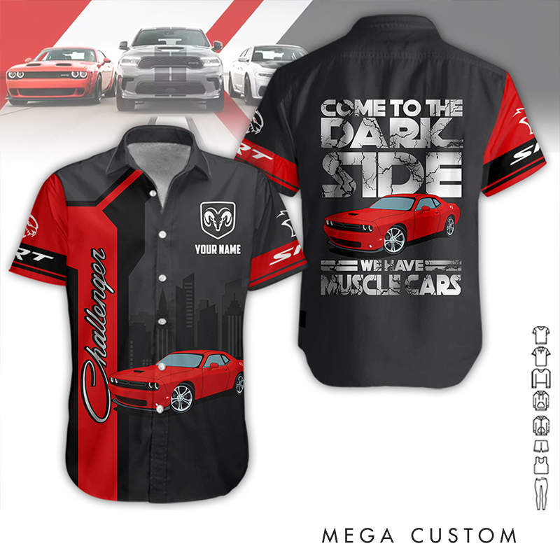 Personalized Name Muscle Car Shirt Personalized All Over Printed Button Up Racing Garage wear Gift for Car Lovers