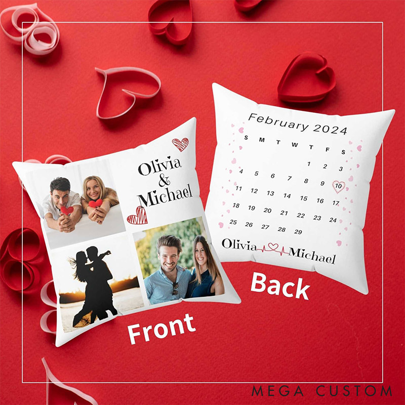 Personalized Couple Custom Photo Throw Pillow with Date Home Pillow Valentine's Day gift for Husband Wife Romantics Anniversary Gift for Him Her