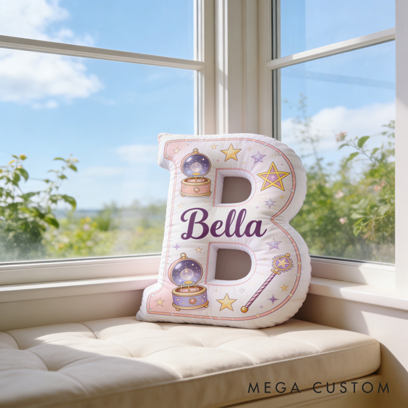 Personalized Cartoon Magic Letter Pillow with Your Name Soft Stuffed Toy for Kids Unique Decorative Cushion for Girls' Room