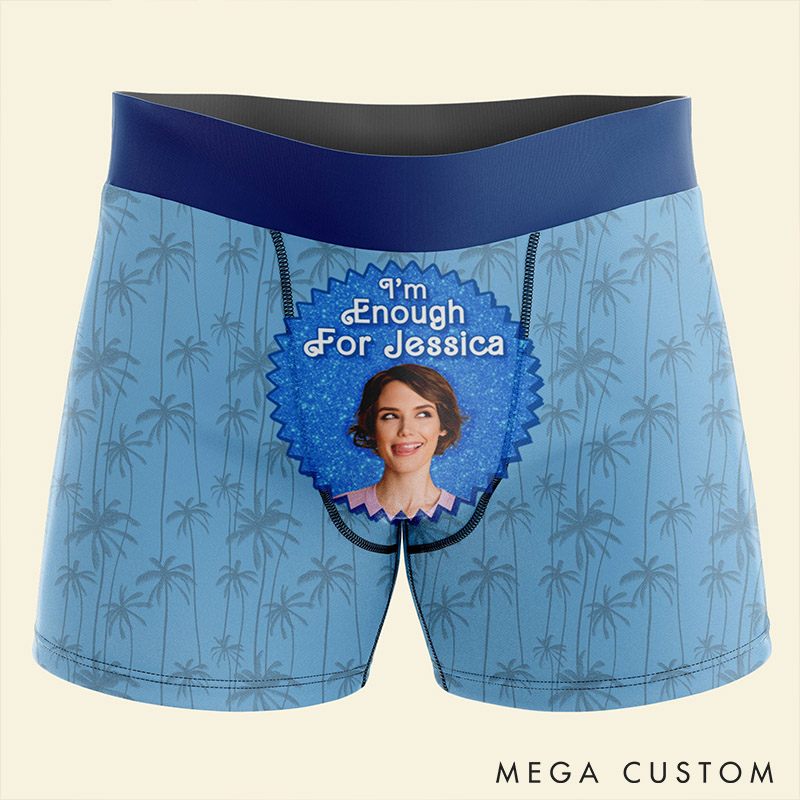 Personalized Couple Face Matching Boxer Brief Men Women #1 Playmate and I’m Enough Underwear with Couple Face Photo Valentines Day Gift For Him Her