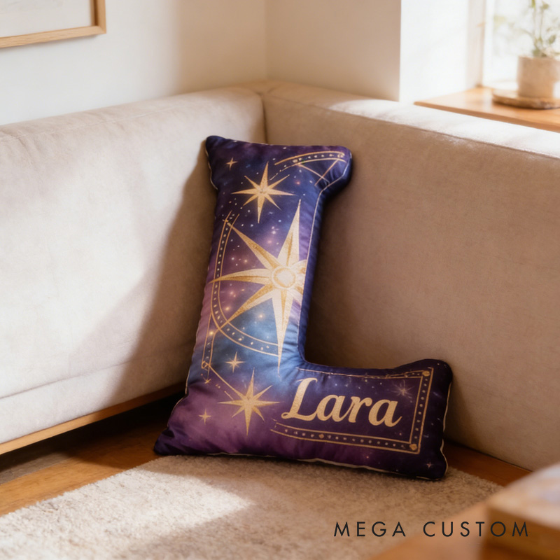 Personalized Magic Letter Pillow Decorated with Name for Kids Magic Lovers Unique Decorative Cushion for Girls' Room