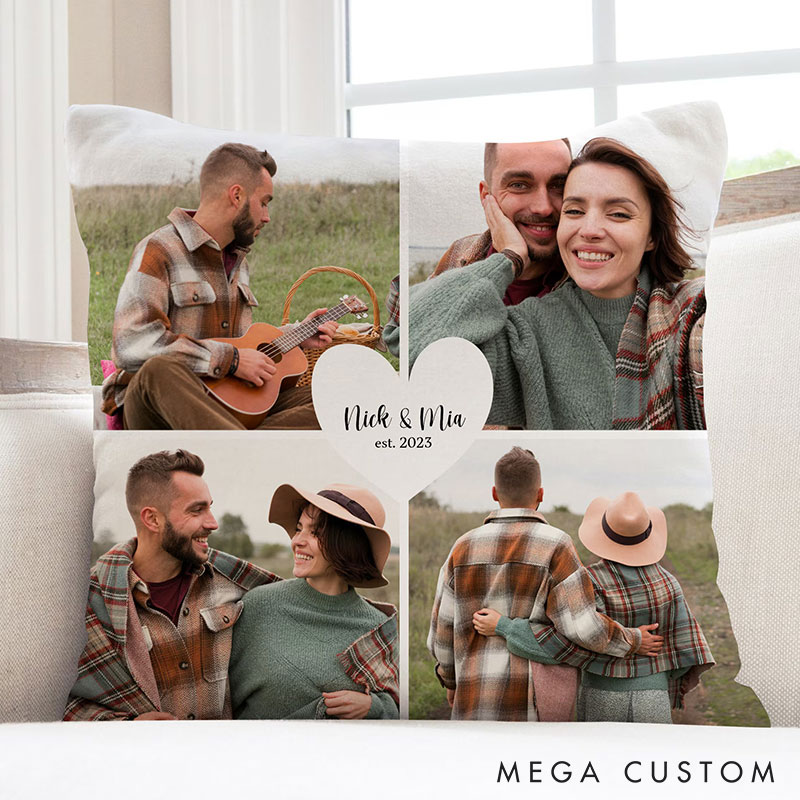 Personalized Couple Custom Photo Throw Pillow Home Pillow Valentine's Day gift for Husband Wife Romantics Anniversary Gift for Him Her
