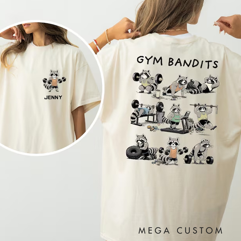 Personalized Funny Raccoon Gym T-shirt Gym Bandits Raccoon Workout Shirt for Fitness Enthusiasts Bodybuilders and Gym Lovers