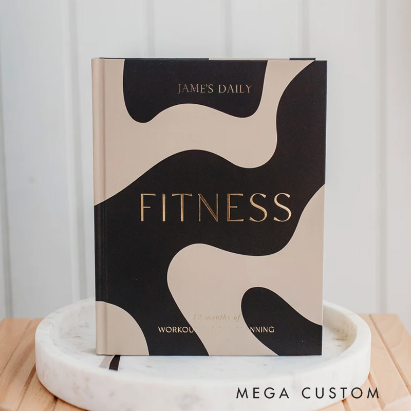 Personalized Leather Cover Notebook Daily Fitness Planner Luxury Hardback Wellness Journal Notebook Powerlifting Gift for Gym Enthusiast Fitness Lover