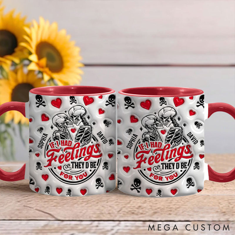 Personalized Skeleton Couple Mug If I Had Feelings They’d Be for You Couple Gothic Accent Mug Valentine's Gift