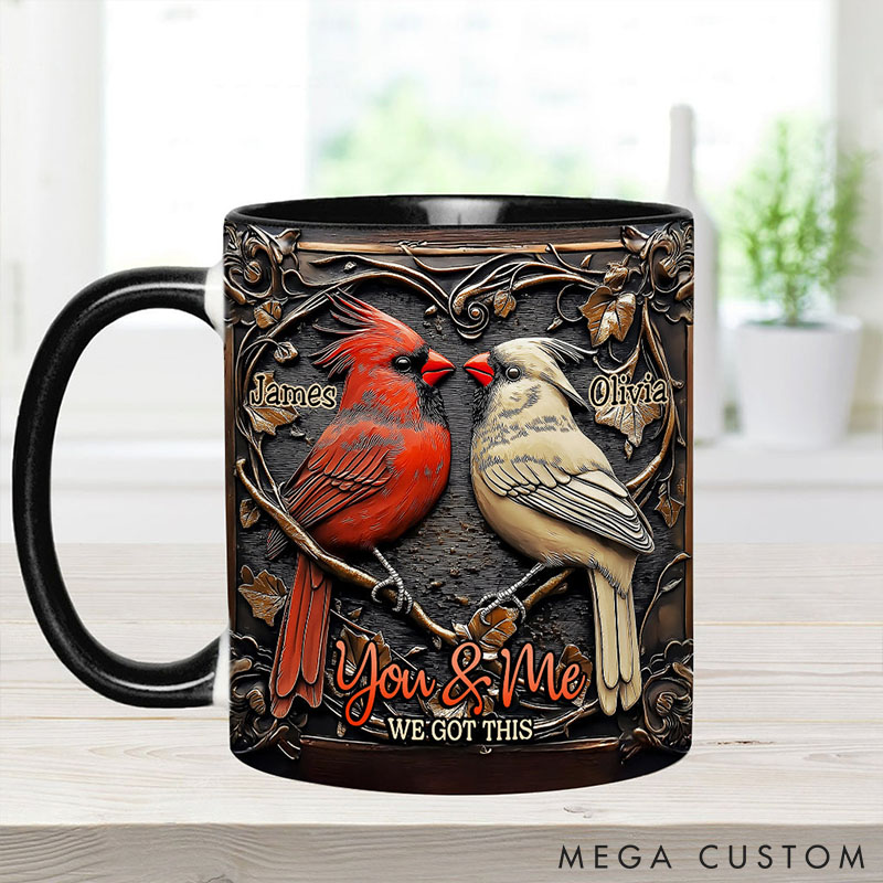 Personalized Cardinal Bird Couple Mug You & Me We Got This Couple Love Bird Coffee Cup Anniversary Valentine's Gift