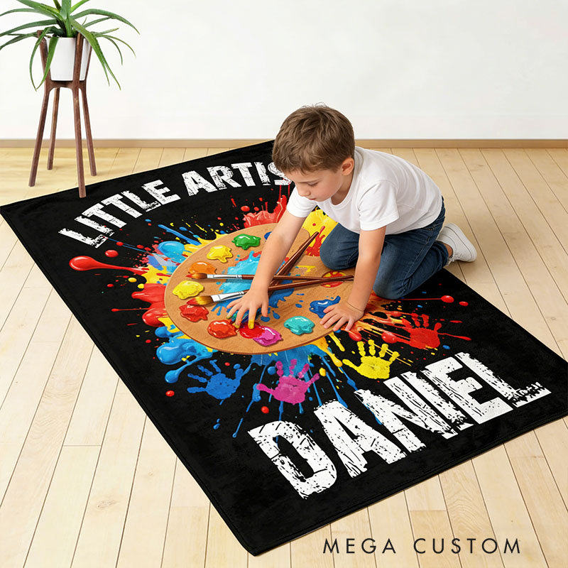 Personalized Palette and Brushes Splatter Paint Soft Throw Blanket with Name and Title Home Decor Birthday Gift for Painting Lover Kids