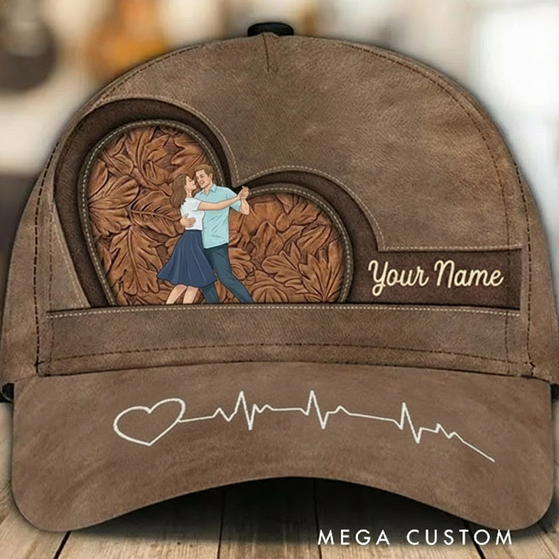 Personalized Name and Photo Cartoon Baseball Cap for Lover Family Perfect Couple Dance Lovers Custom Gift Hat with Unique Design for Valentine's Day Anniversary