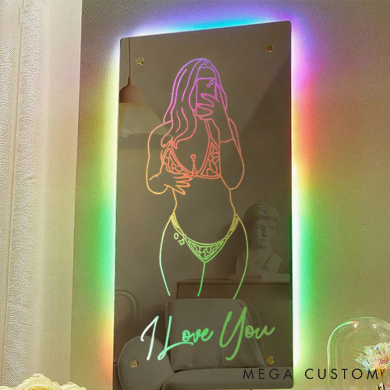 Personalized Name Seductive Mirror LED Light Valentine's Gift For Her Wife Gift Girlfriend Gift