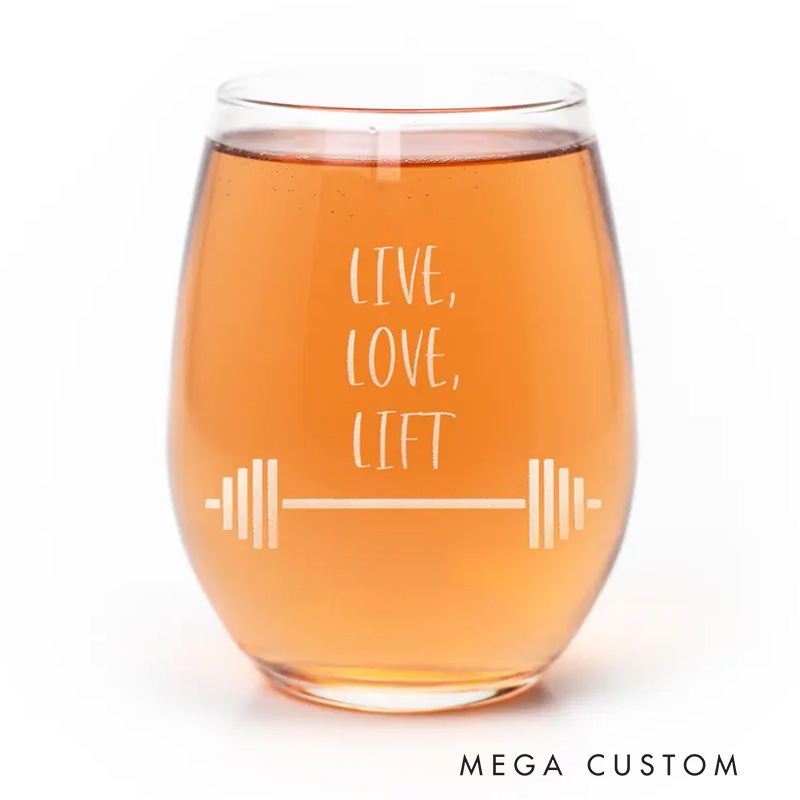 Personalized Barbell Stemless Wine Glasses Whiskey Wine Beer Glassware Gift Fitness Gift for Gym Lover