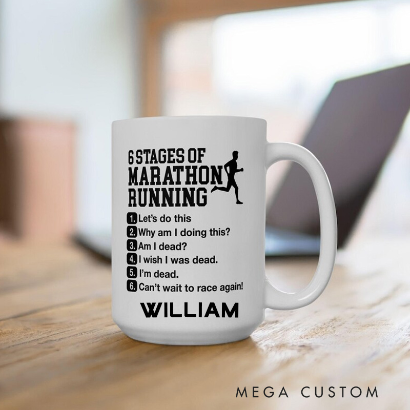 Personalized Funny Marathon Mug Ceramic Coffee Cup Running Exercise Humor Workout Present Exercise Lover Gift for Gym Lover