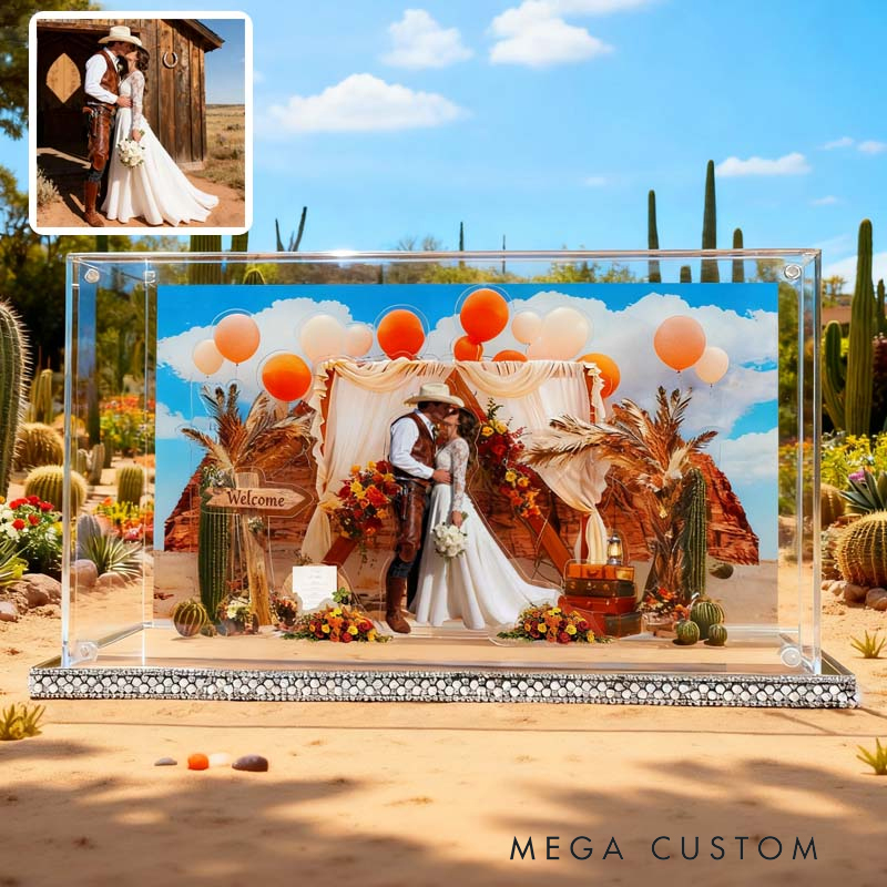 Personalized Western-themed Wedding Miniature Landscape DIY Acrylic Standee Wedding Anniversary Gift