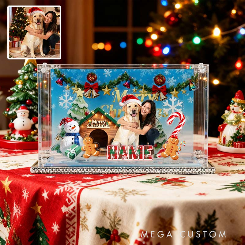 Personalized 3D Acrylic Multi-layer Decorative Photo with Your Pet for Christmas