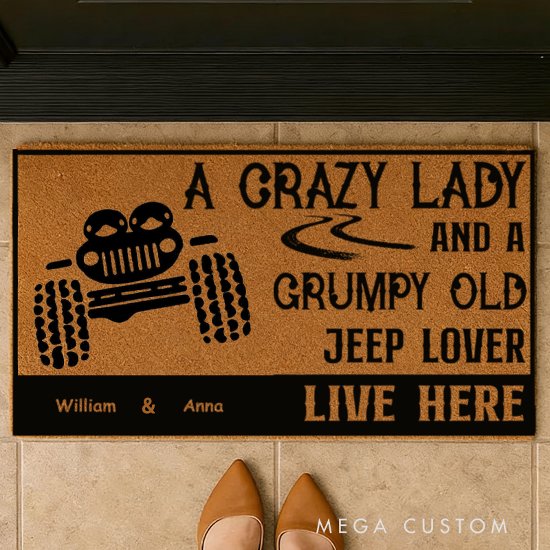 Personalized Jeep Lover Doormat Custom Name Entry Rug Funny Car Enthusiast Welcome Mat Gift For Couple Family