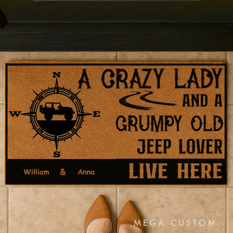 Personalized Jeep Lover Doormat Custom Name Funny Entry Rug Car Enthusiast Welcome Mat Gift For Couple Family And Offroad Fans